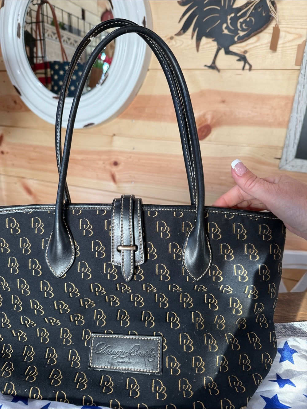 Dooney & Bourke Black and Gold DB Monogram Shoulder Bag